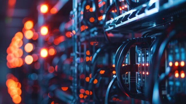 Complex server technology close up