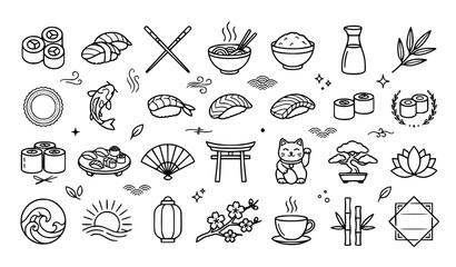 Japanese food and culture icons © Mdkhoka