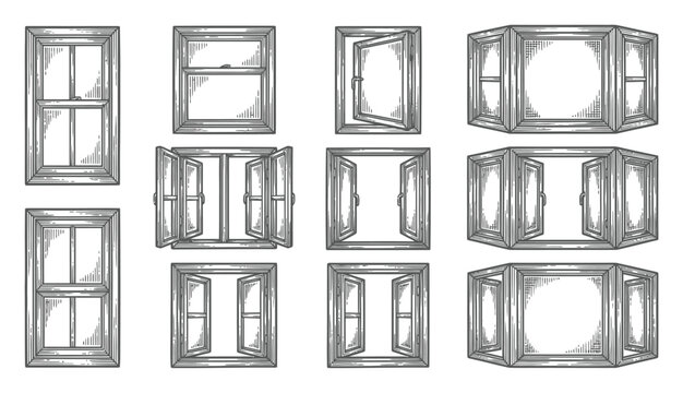 Vintage Window Frames Vector Illustration