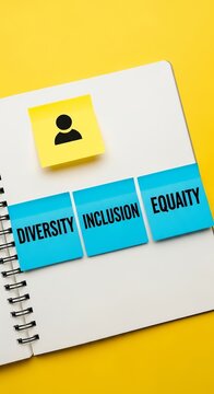 Diversity, Inclusion, and Equality - A Visual Representation on a Notebook.