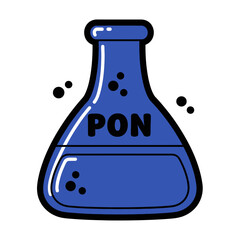 Fototapeta premium Blue Chemical Flask with 'PON' Label