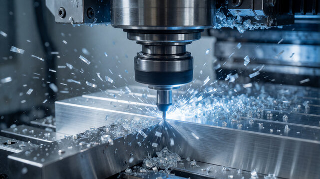 Eine Drehmaschine bei der bearbeitung von einem Metallteil .  KI Generiert