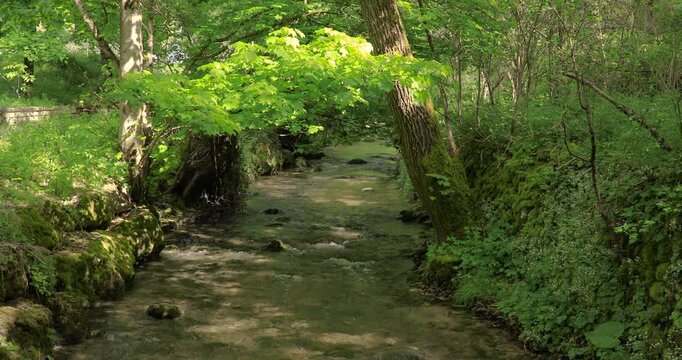 View of the Tasso river, an tributary of Lake of Scanno in Umbria region, central Italy.