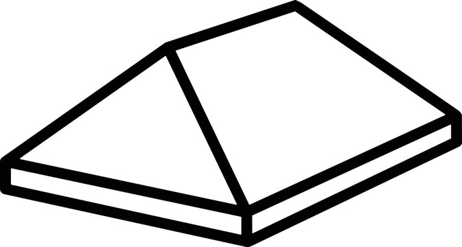 Simple Pyramid Outline Icon, Geometric Shape, Isolated on White