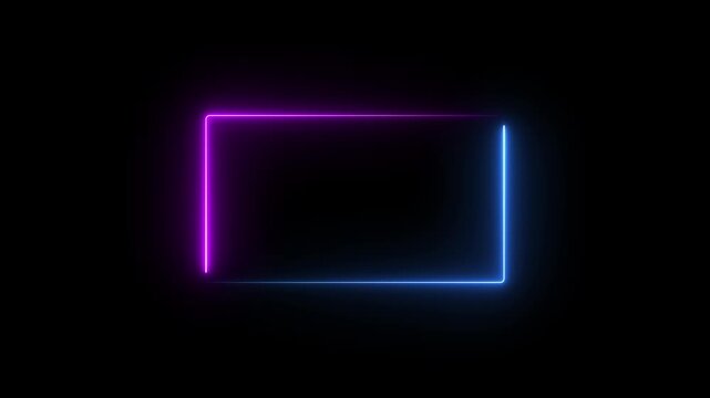 Neon glow rectangle frame motion background with copy space for text message or product promotion.