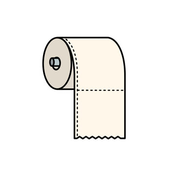 Simple flat design toilet paper roll with beige paper