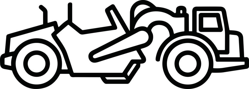 Road Grader Machine Icon - Construction and Roadwork Equipment Line Art