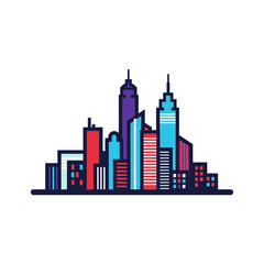 Fototapeta premium Modern city skyline with colorful geometric buildings