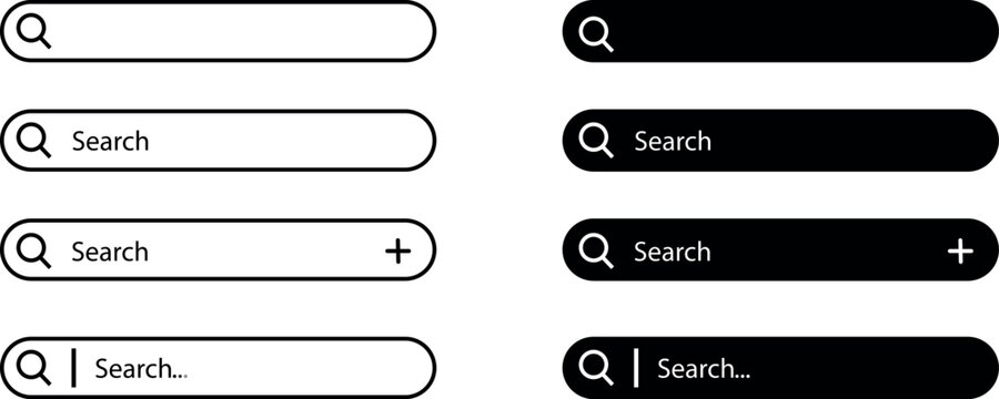 Search bar interface vector set for website mobile app and user interface design, Modern search bar and search field vector pack for digital interface design, Search box collection with input field 