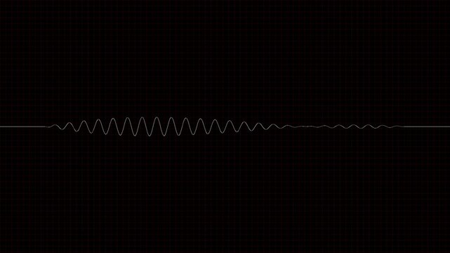 White Amplitude Modulated Sine Wave Signal Line on Dark HUD Grid Video Loop