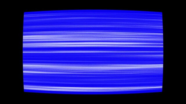 Blue screen static with scan lines on vintage CRT monitor. 4K Video