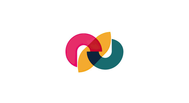 Interlocking colorful semi-circle loops logo