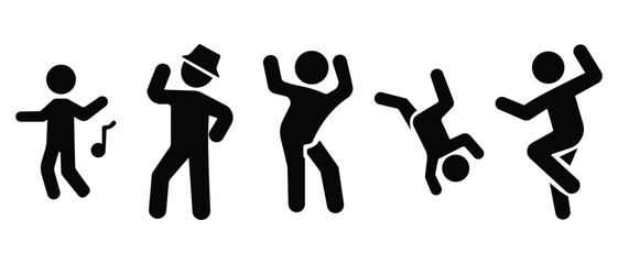 Dance icon. Dance icon boy Children dancing street dance silhouette vector illustration. Among them are  Steet dance, Zumba, Jazz, Ska and dance, Flat icon of Dance with transparent background. © Usha