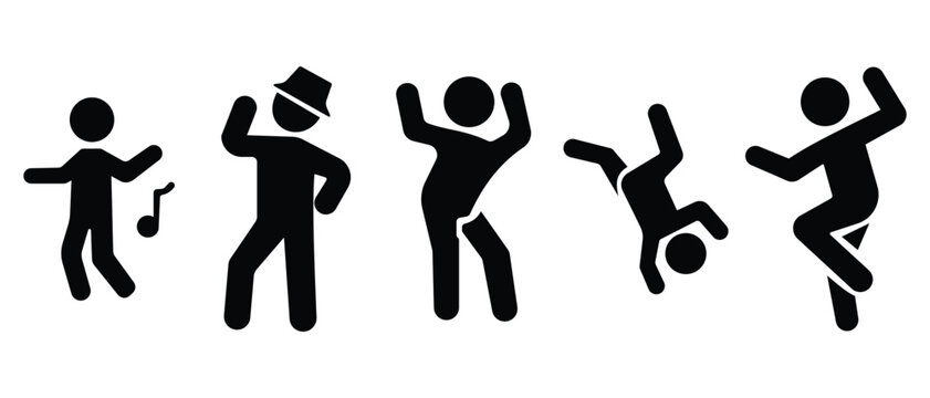 Dance icon. Dance icon boy Children dancing street dance silhouette vector illustration. Among them are  Steet dance, Zumba, Jazz, Ska and dance, Flat icon of Dance with transparent background.
