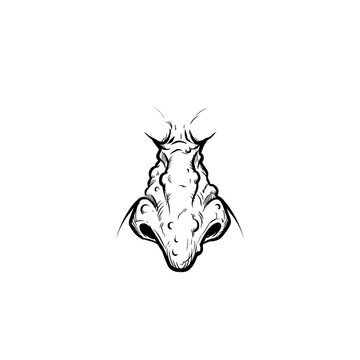 Hand drawn sketch of hypertrophied witch nose on dummy head isolated on white background. Technical line art.