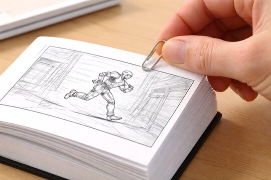 Hand Clipping a Futuristic Robot Soldier Sketch