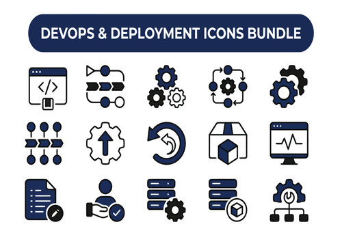 Dev ops and software deployment icons bundle for modern it operations