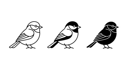 Minimalist Bird Icons: Outline, Black and White, Silhouette Vector Graphics for Nature and Wildlife Designs © Mitu