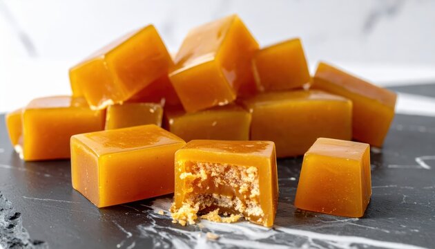 Golden Caramel Candies with Rich Translucent Depth