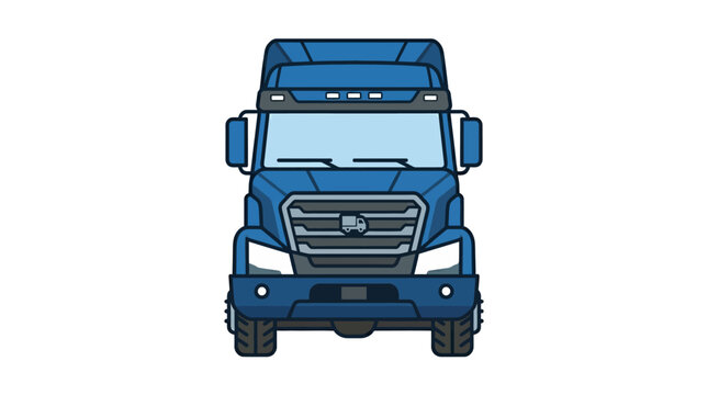 Blue Truck Front View Illustration.