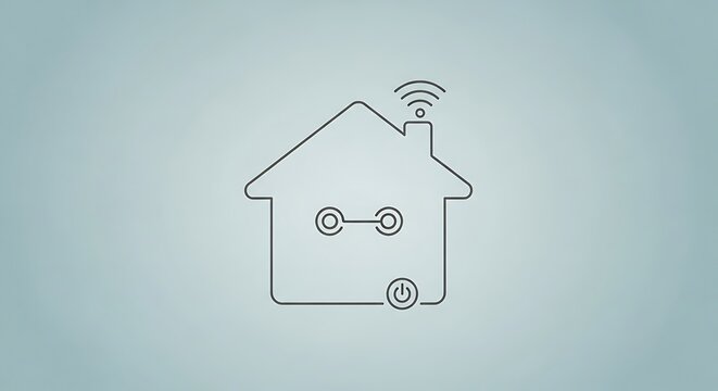 Smart Home Technology Icon with Wi-Fi Signal.