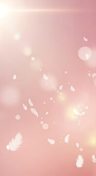 Soft Pink Abstract with Lens Flare and Floating Petals, Dreamy Aesthetic.