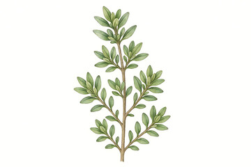 Fototapeta premium Graceful thyme branch shown from a side profile with layered green leaves