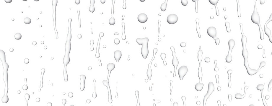 Raindrops and water streaks isolated on transparent background