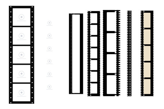 Photo Strip Frame PNG Set, Retro Film Booth Frames Collection Isolated on Transparent Background