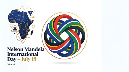 Nelson mandela international day graphic design with africa continent map