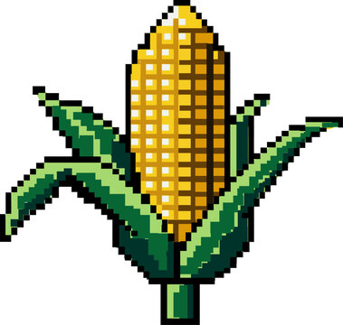 retro pixel corn icon 8-bit vector design
