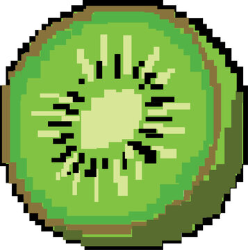 retro pixel kiwi fruit icon 8-bit vector design