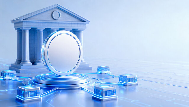 Digital currency bank building with blockchain network nodes