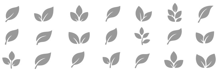 Fototapeta premium Green leaf icons set. Leaves icon on isolated background. Collection green leaf. Elements design for natural, eco, vegan, bio labels. Vector illustration EPS 