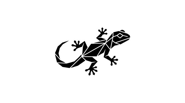 Geometric stylized gecko lizard silhouette tribal art design