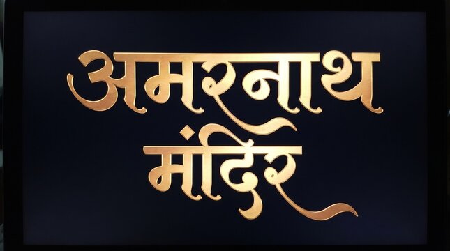 Amarnath Temple/Mandir, Famous Temple Of India, Hindu temple, Golden Hindi Calligraphy Design Banner