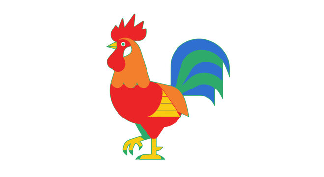 Colorful Rooster Illustration for Design Projects