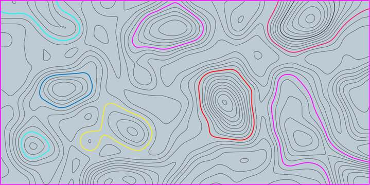 Abstract colorful topographic map lines on light blue background with topography colorful geography elevation cartography landscape abstract navigation