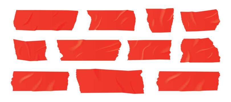 Various pieces of red tape.Piece red tape vector isolated illustration.Red tape art a composition of strips and crosses with bold visual impact with tape.