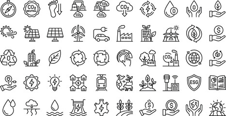 Naklejka premium Collection of flat icons representing sustainable energy and environmental concepts