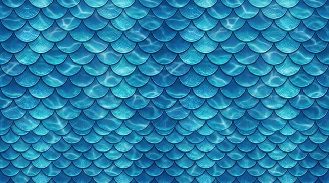 Abstract underwater fish scale pattern in vibrant blue shades with a shimmering aquatic texture