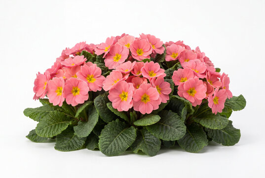 Primroses flowers bush. Cowslips blossoms shrub primula plants spring flora season.
