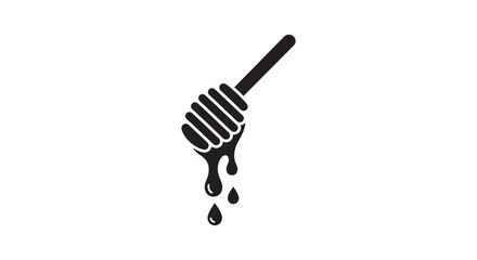 Honey dipper with dripping honey black silhouette © MdMosharef