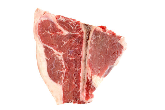 isolated t bone steak with bone