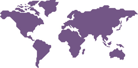 Obraz premium Purple World Map Vector with Continents Silhouette Flat Illustration 