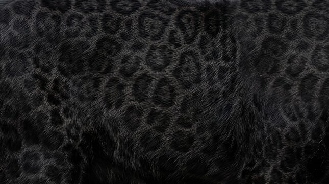 Close up view of black panther fur showing natural rosettes pattern in a dark and moody style