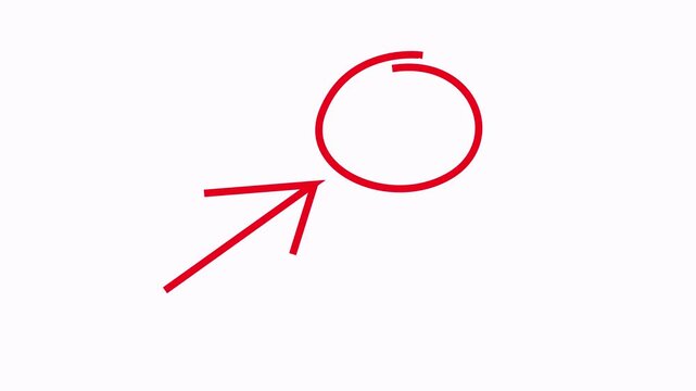 Animated red cyrcle and arrow , png file, alpha channel