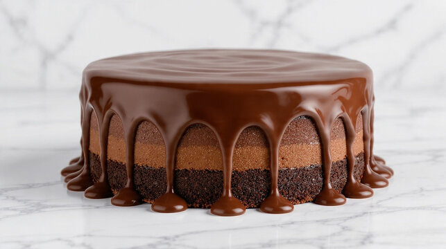 Bolo de chocolate em camadas com ganache escorrendo