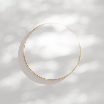 Minimal wooden circular podium on a clean white background with soft natural shadows, top view mockup for cosmetic, skincare, jewelry, branding, product display, packaging, and premium presentation.