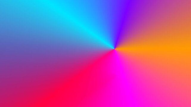 Abstract seamless loop of spinning conical gradient with vibrant multi color rays